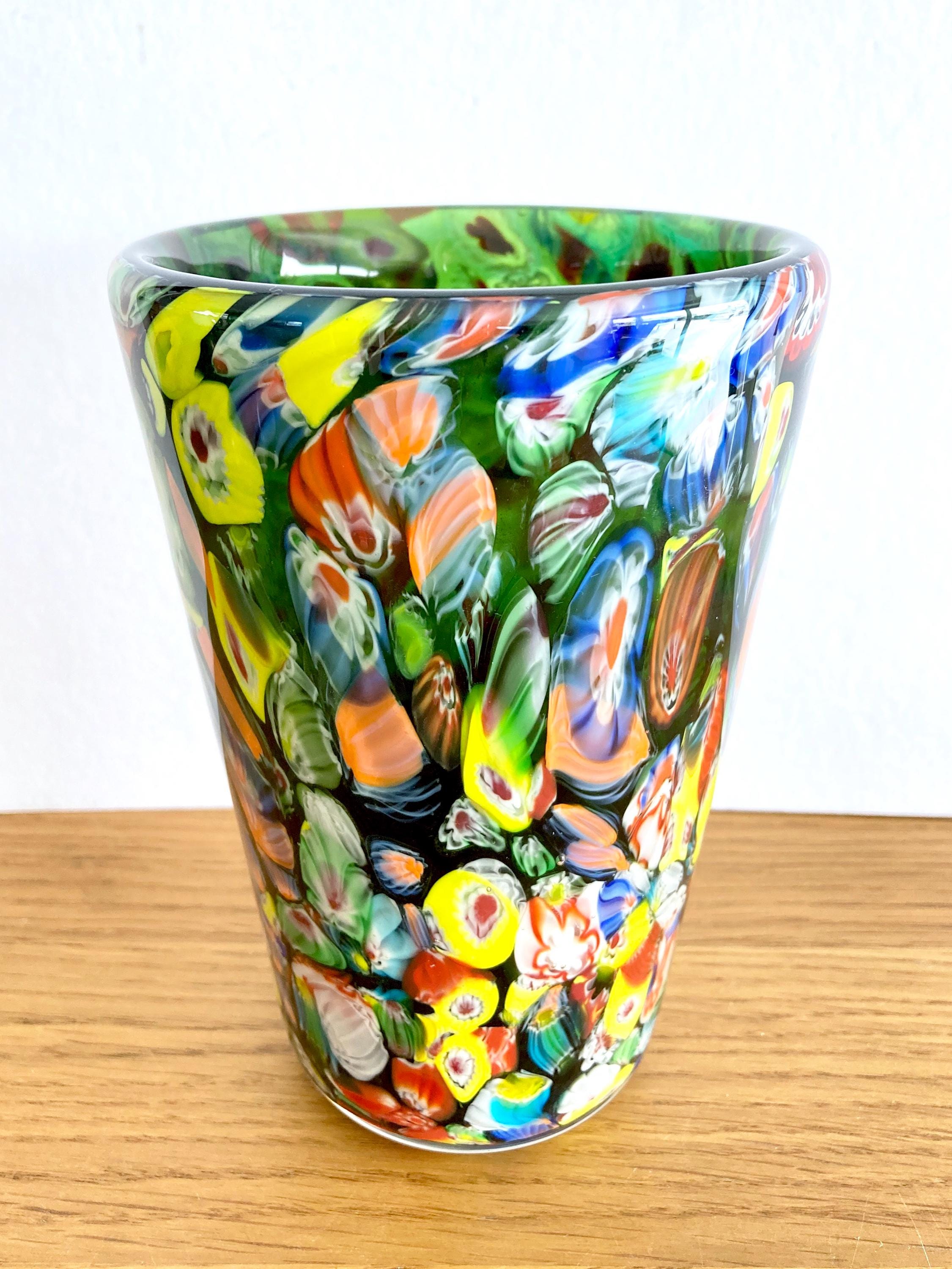 ヴィンテージ ムラーノ ミルフィオリ ガラス 花瓶：イタリアのアート