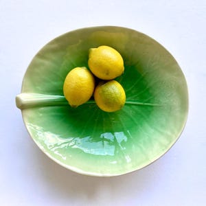 1920s Saint-Clément Majolica Leaf Bowl: Antique French Earthenware