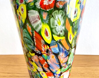 ヴィンテージ ムラーノ ミルフィオリ ガラス 花瓶：イタリアのアート