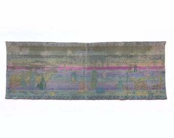 ヴィンテージのフランス製織タペストリー：エジプトの村の風景を描いた