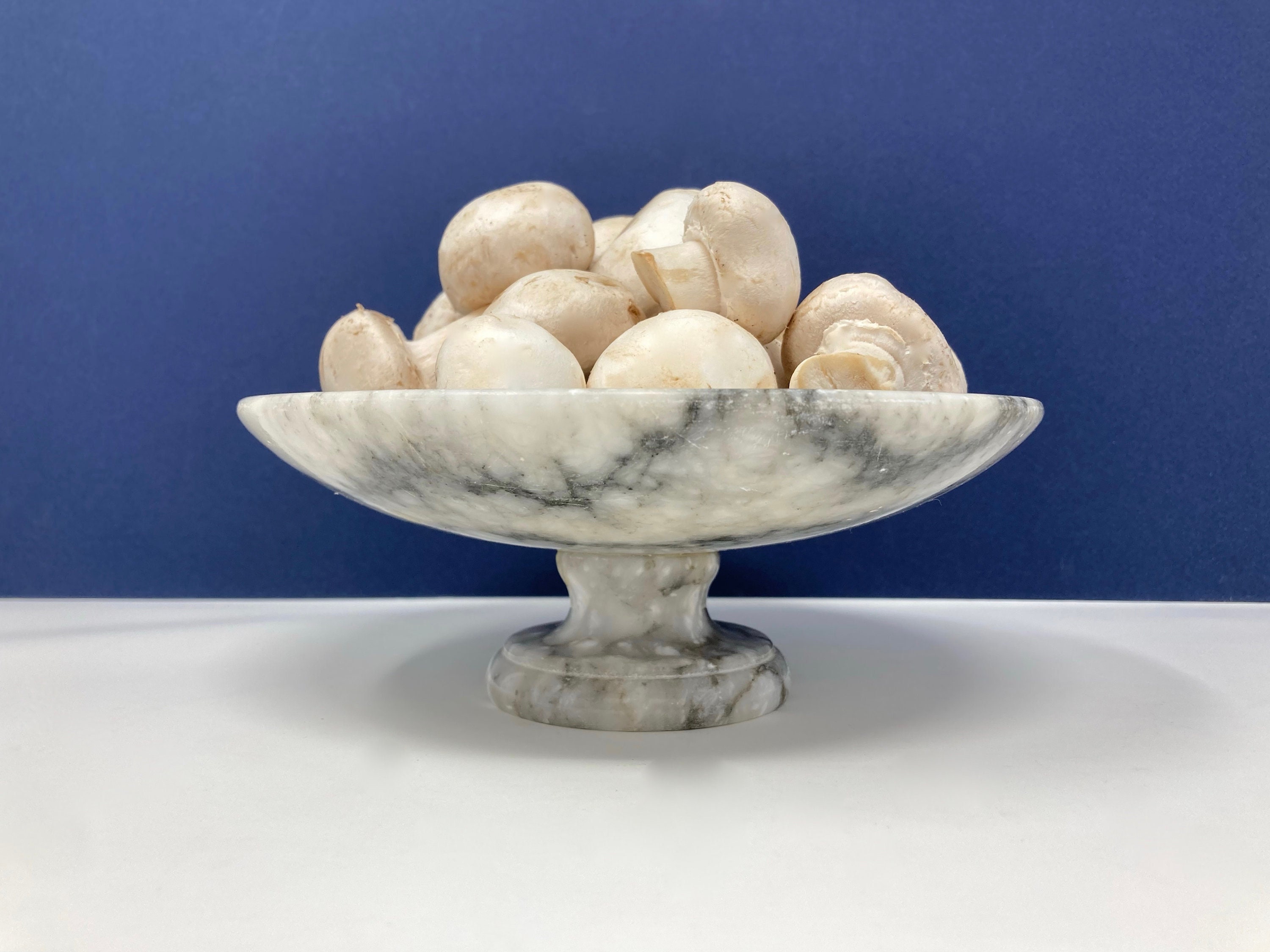 Petit Bol Vintage Français Footed en Marbre Gris