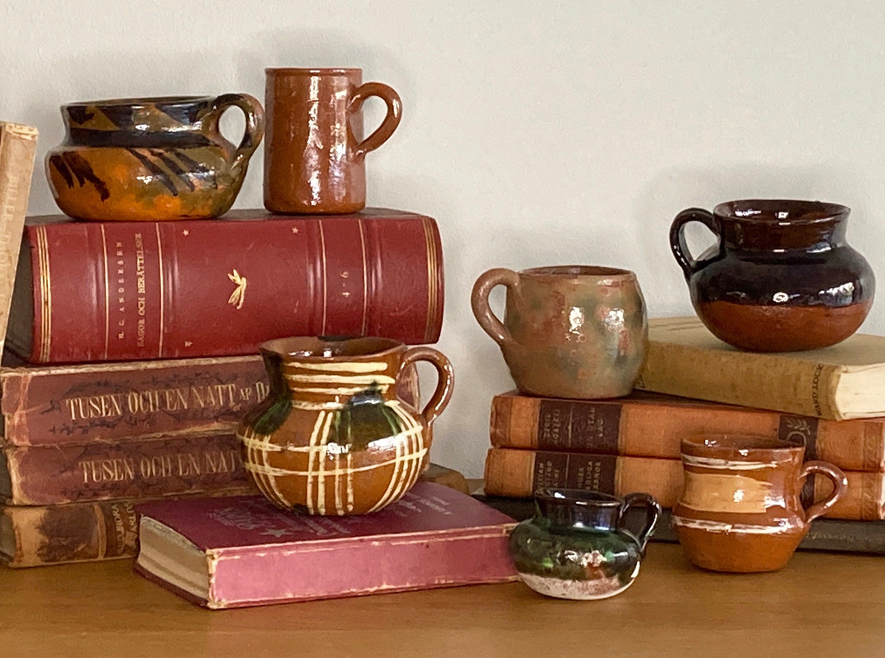 Collection Vintage de Poterie Miniature Faite à La Main, Français Petits Objets Décoratifs