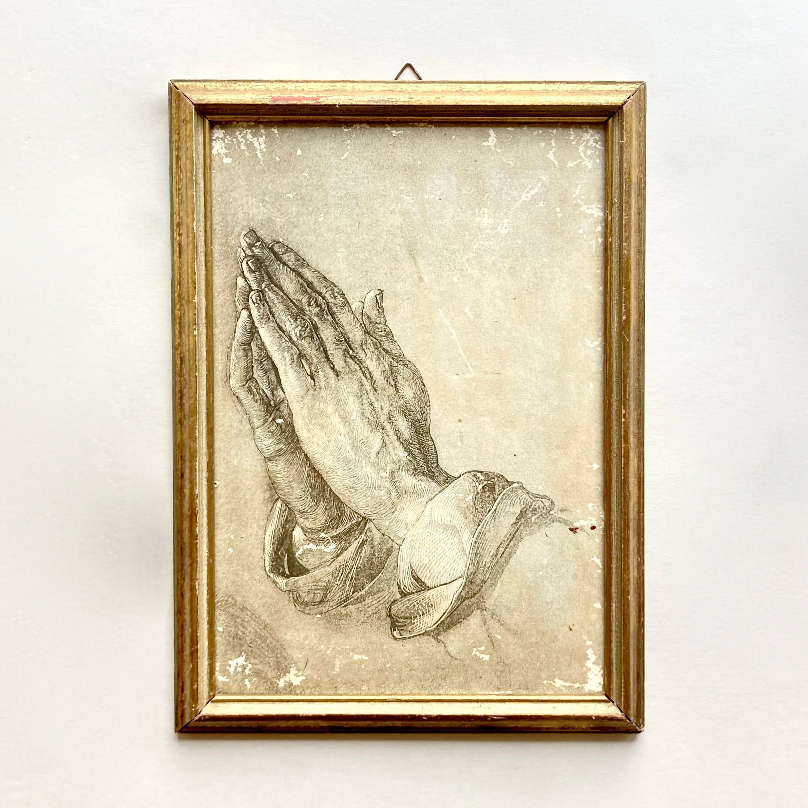 アンティーク 40s Albrecht Drer 壁掛 祈りの手プレイングハンズ Vintage German Hand Carved Albrecht Durer Wood Praying Hands