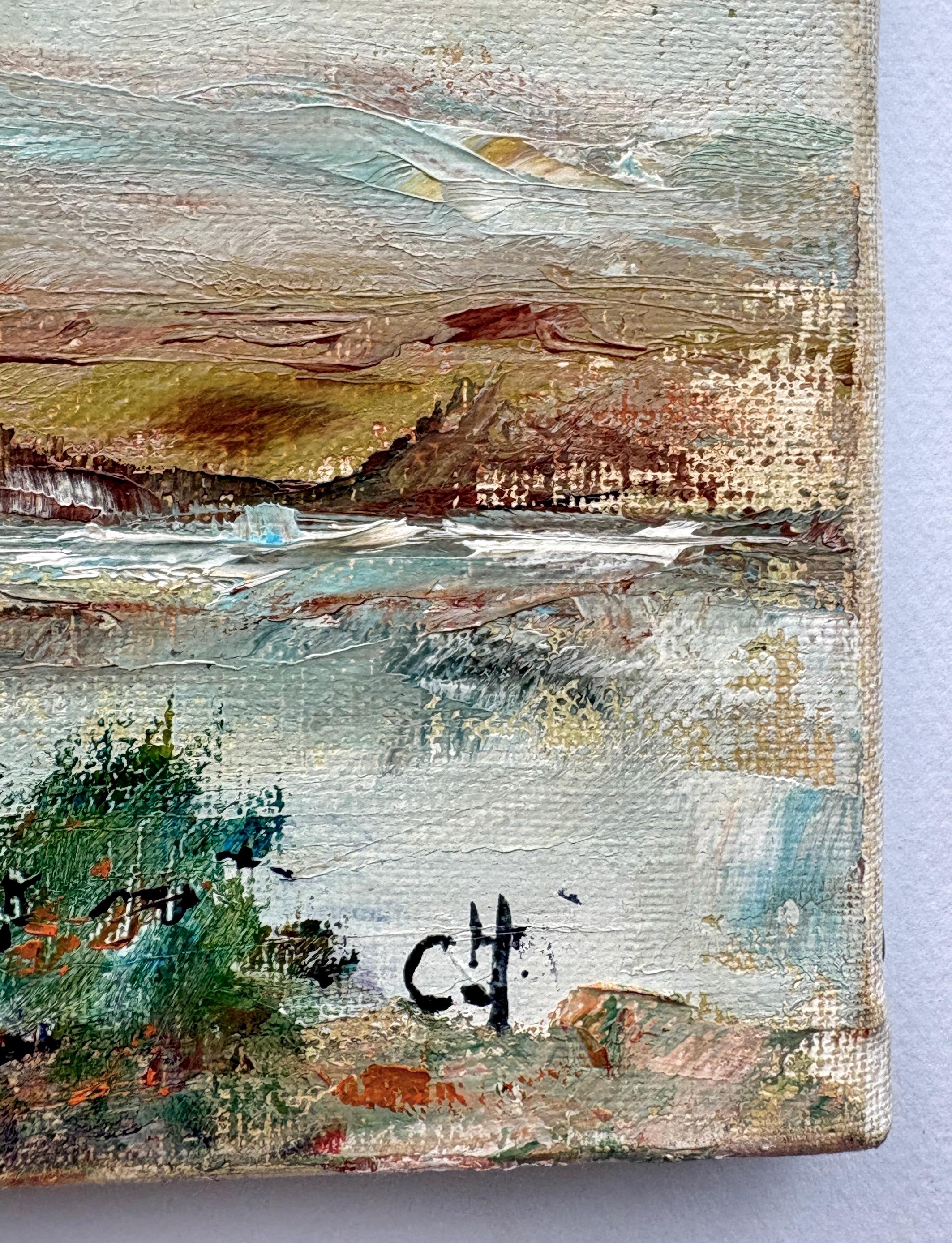Vintage French Original Oil Painting: Unframed Landscape Signed by