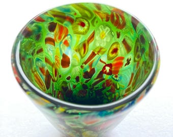 希少【ムラーノ】ガラス 花瓶　ミルフィオリ イタリア製 ヴィンテージ 希少【ムラーノ】ガラス 花瓶 ミルフィオリ イタリア製 ヴィンテージ