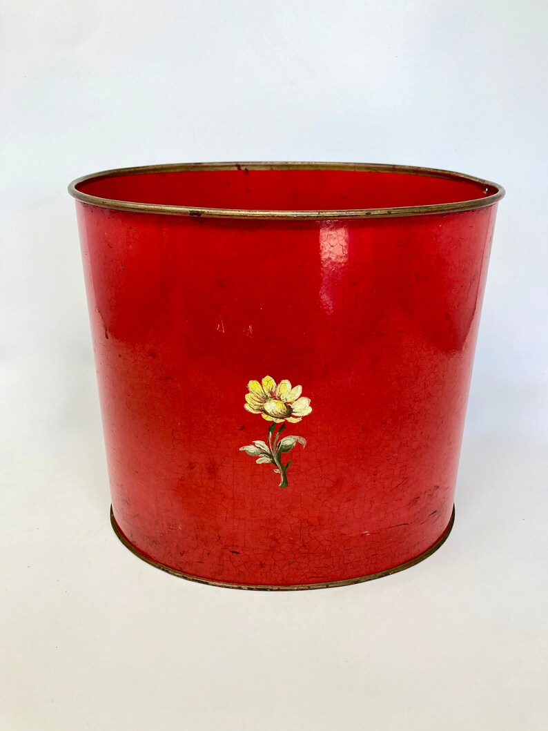 Vintage French Wastepaper Bin in Metal With Colorful Etsy