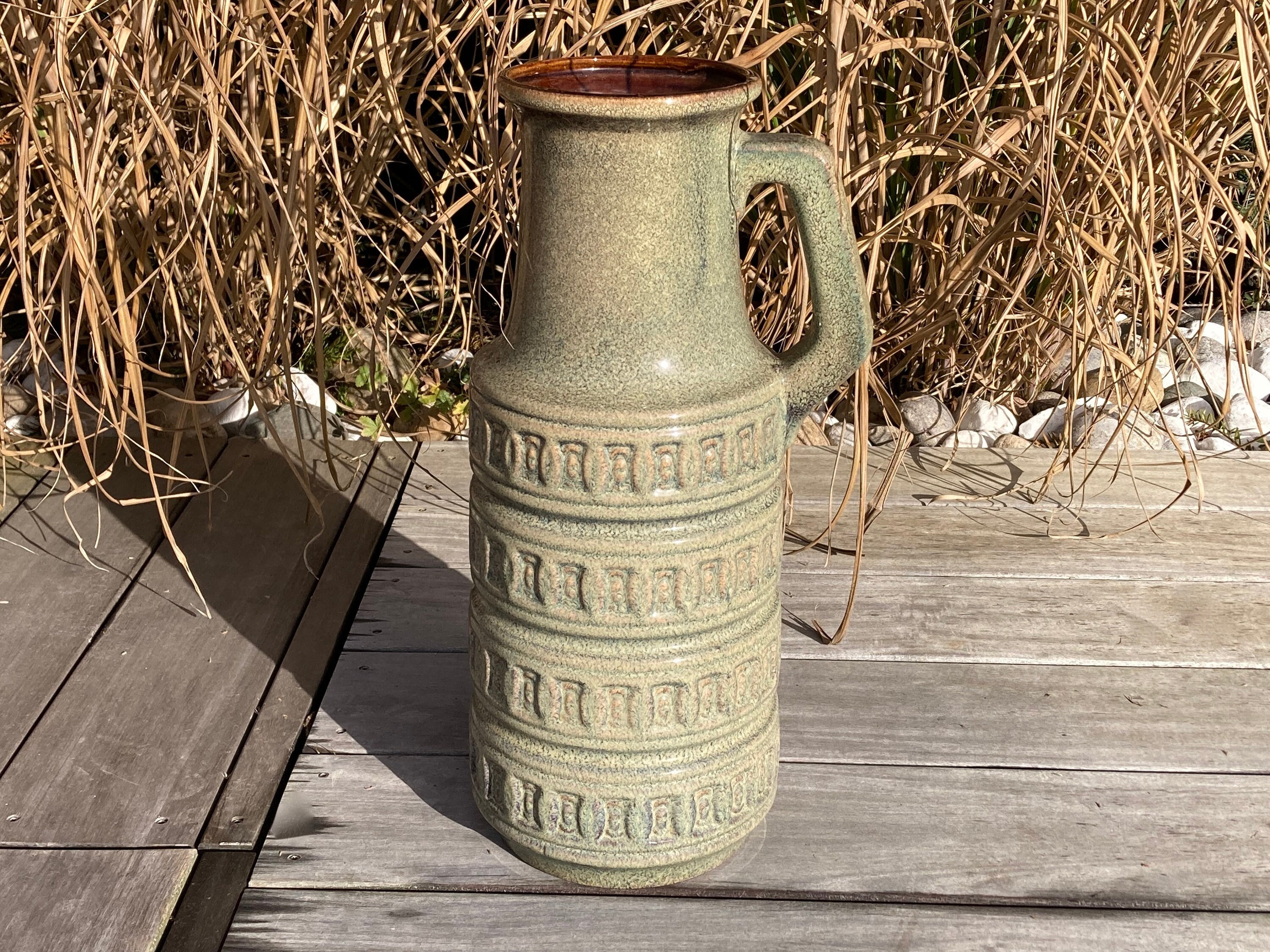 xxl 1970S German Fat Lava Floor Vase By Scheurich Keramik Model 429-45 , Vintage West Art Pottery