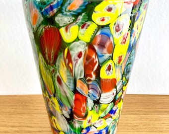 ヴィンテージ ムラーノ ミルフィオリ ガラス 花瓶：イタリアのアート