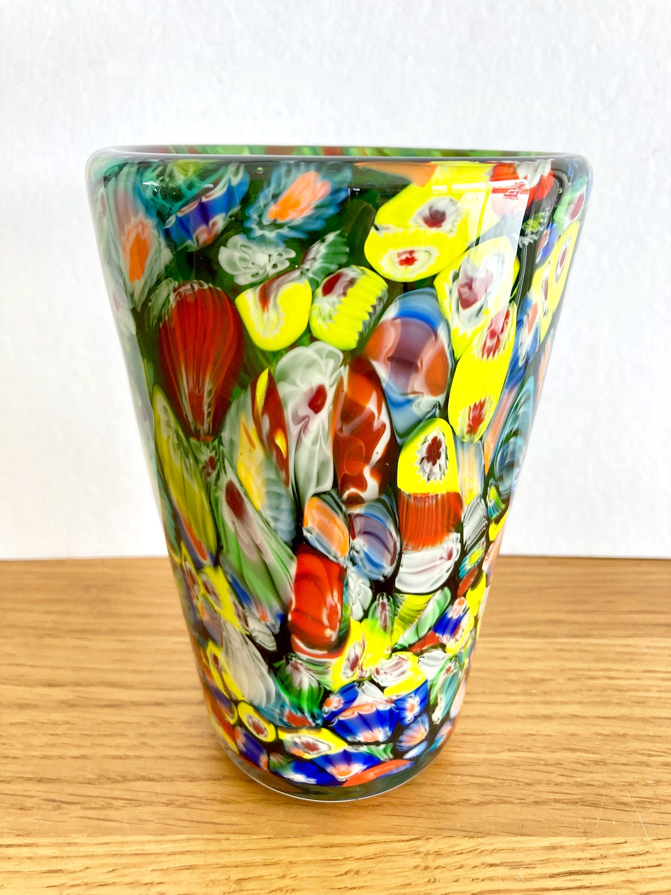 ビンテージ ムラノ アート ガラス ヴェネツィア イタリア ミルフィオーレ作者名 ヴィンテージ ムラーノ ミルフィオリ ガラス 花瓶：イタリアのアート