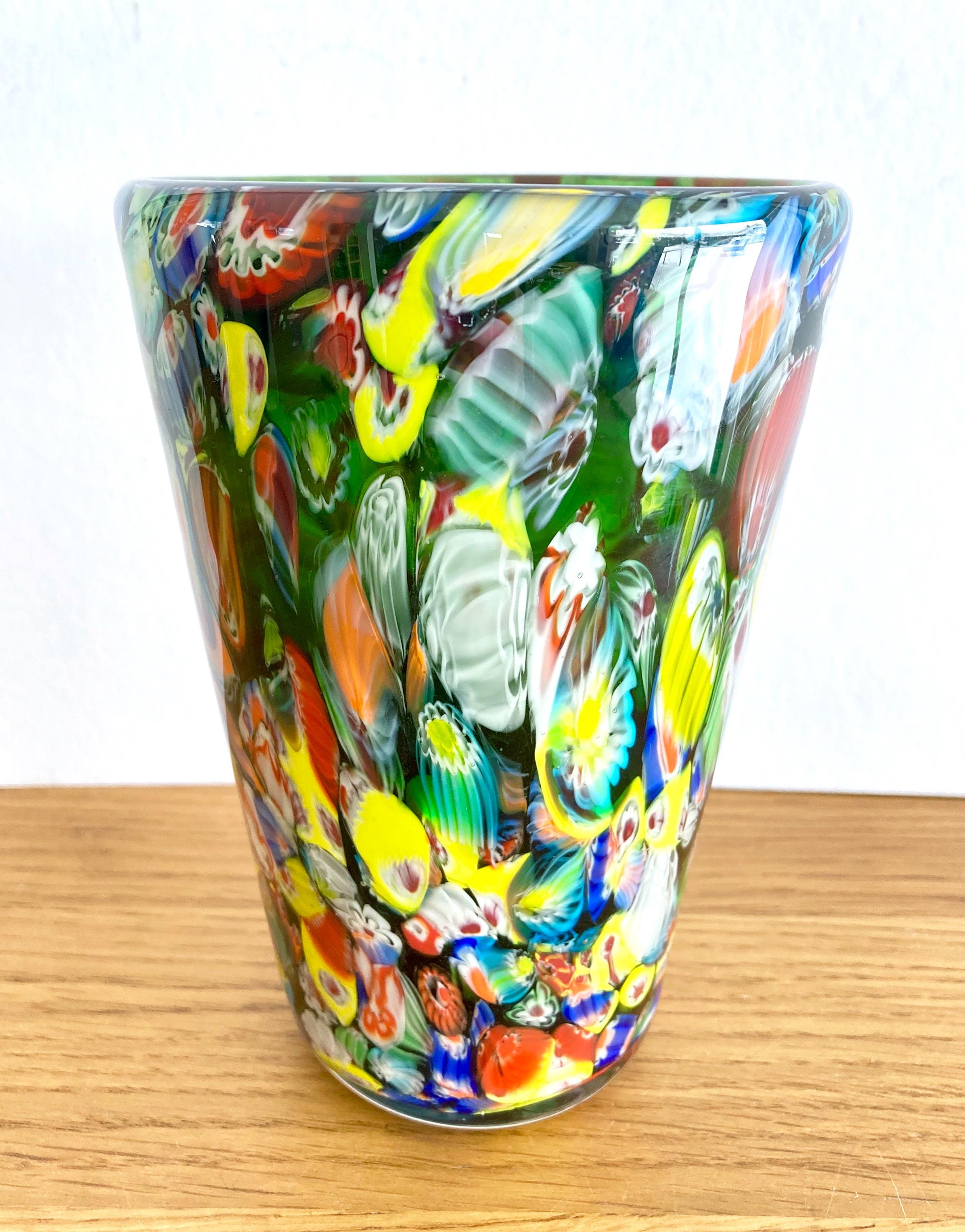 ヴィンテージ ムラーノ ミルフィオリ ガラス 花瓶：イタリアのアート