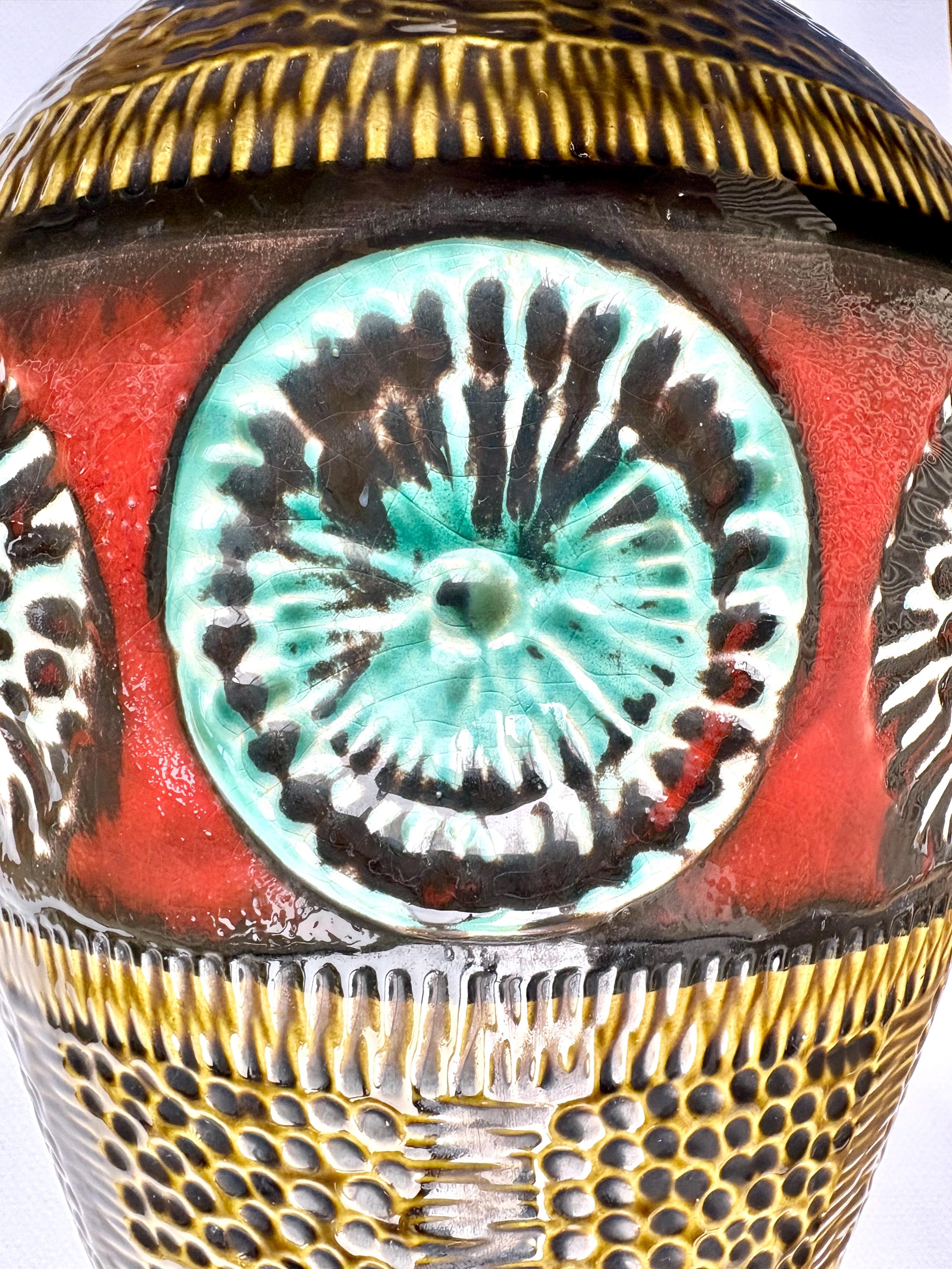 Large MCM German Ceramic Vase by Bay Keramik: 1960s Fat Lava Art
