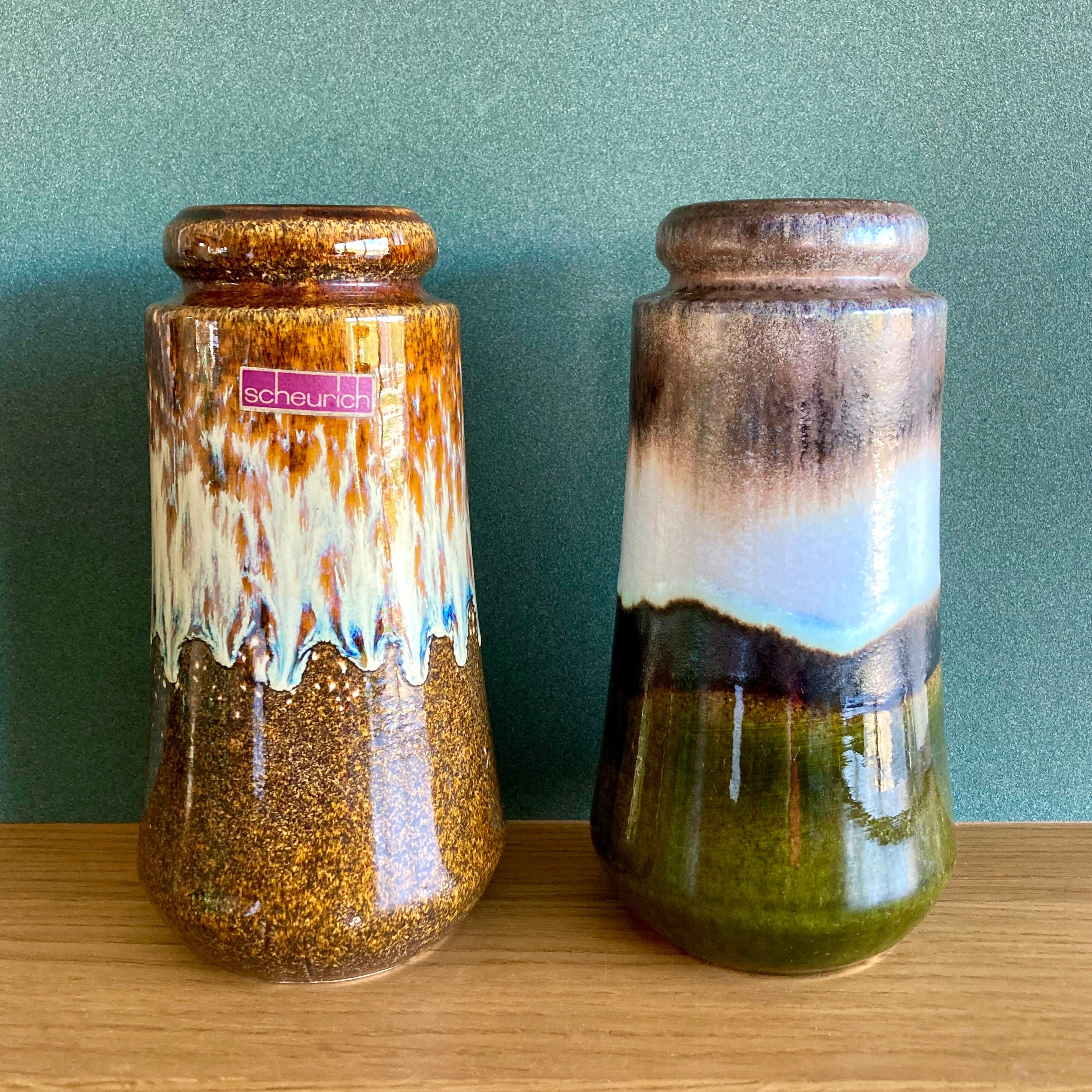 Vintage Scheurich Keramik Fat Lava Vases: West German Art Pottery