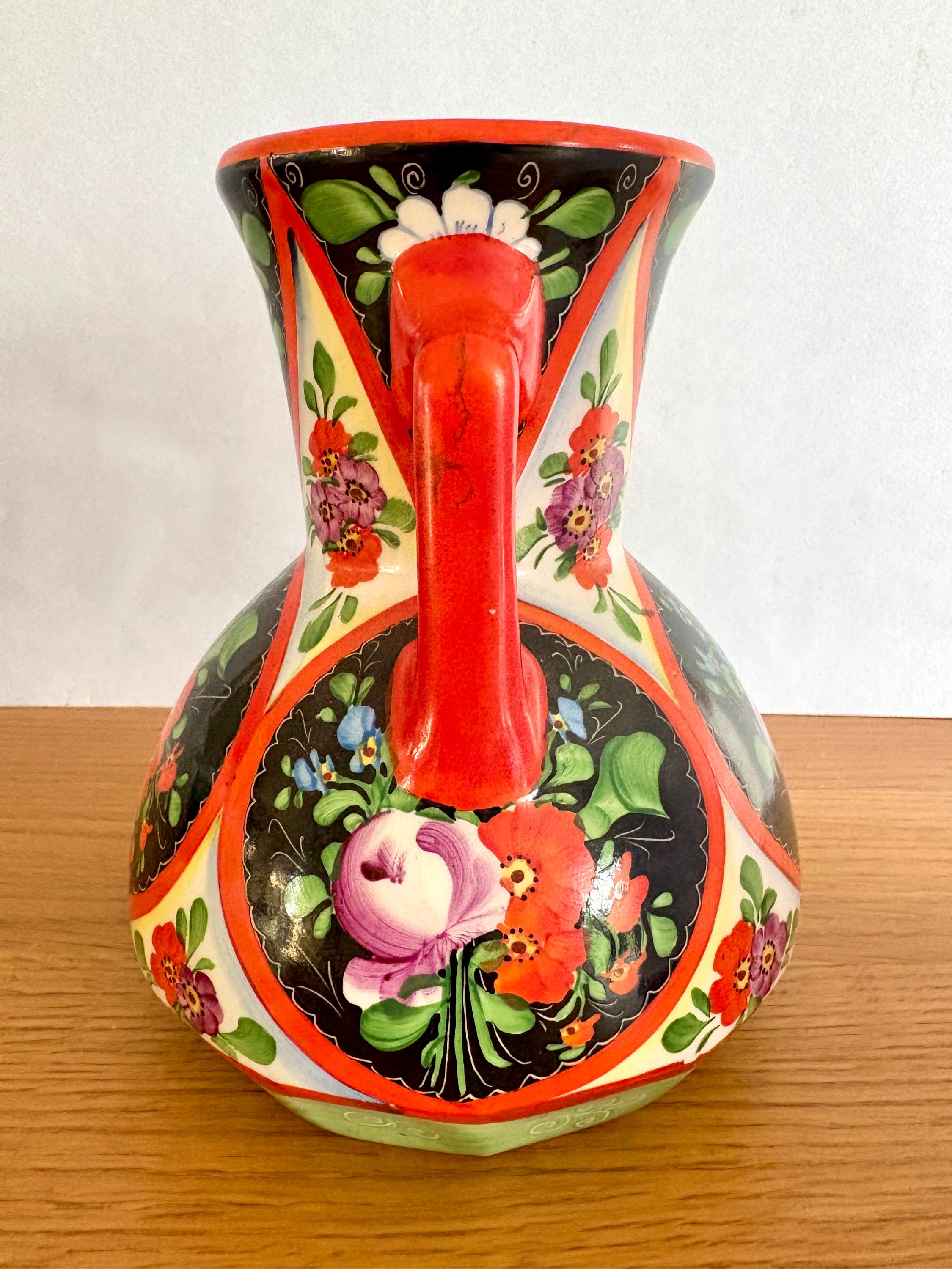 【CZECHOSLOVAKALEAD 】花瓶 Vintage Czech Porcelain Chodsko Vase: Folk Art Bohemian Vase With