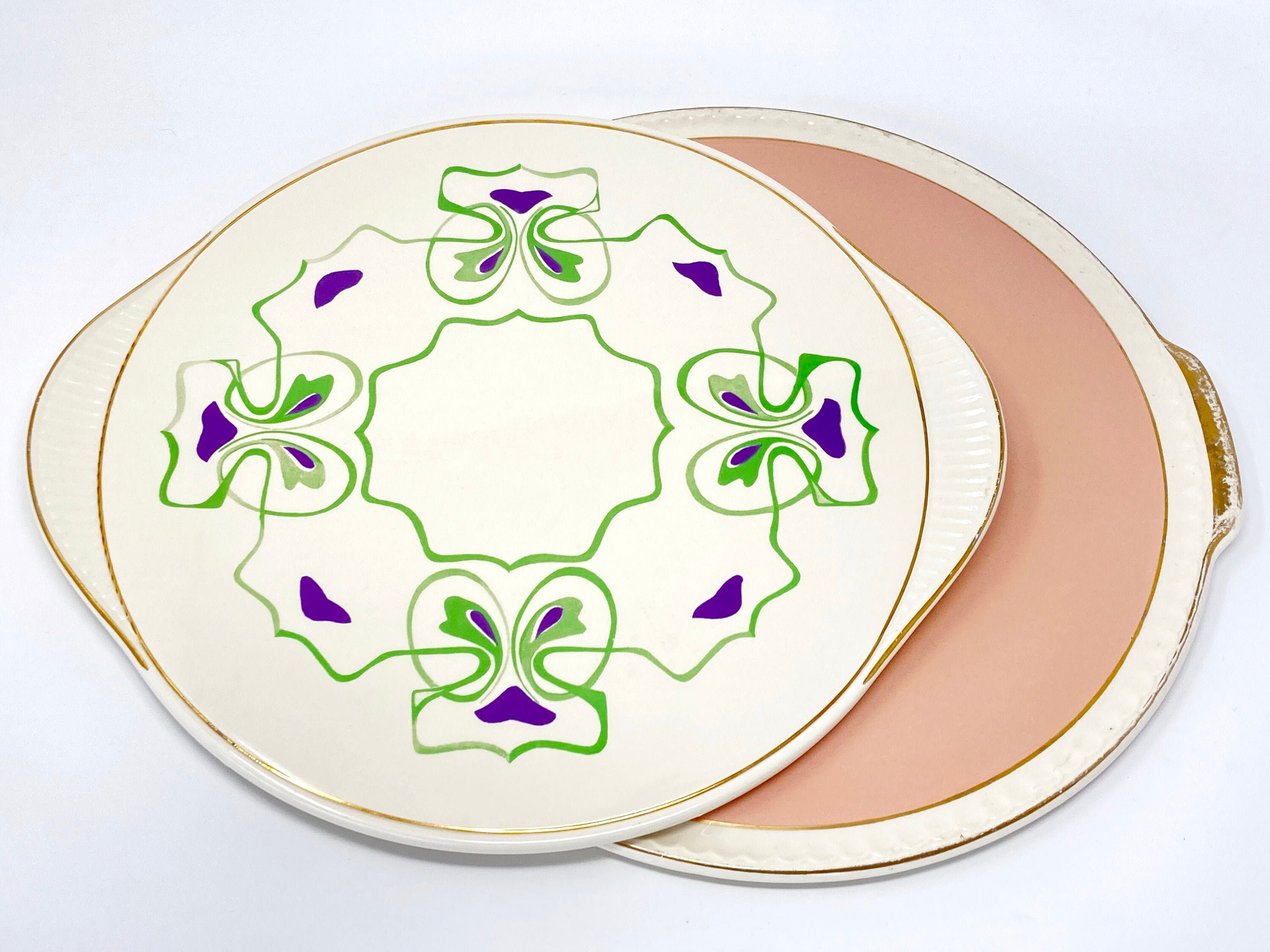 Deux Grandes Assiettes de Service en Porcelaine Allemande Vintage Du Milieu Siècle Grünstadt et Vill