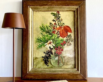 Vintage Dutch Floral Oil Painting by Pauline Zwaal, Framed Still Life