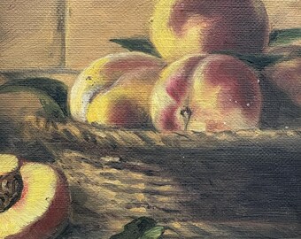 油彩画 風景画 J.H. Bruno サイン入り　F10 ヴィンテージフランスオリジナル油絵：サイン入り・額入りキッチン静物