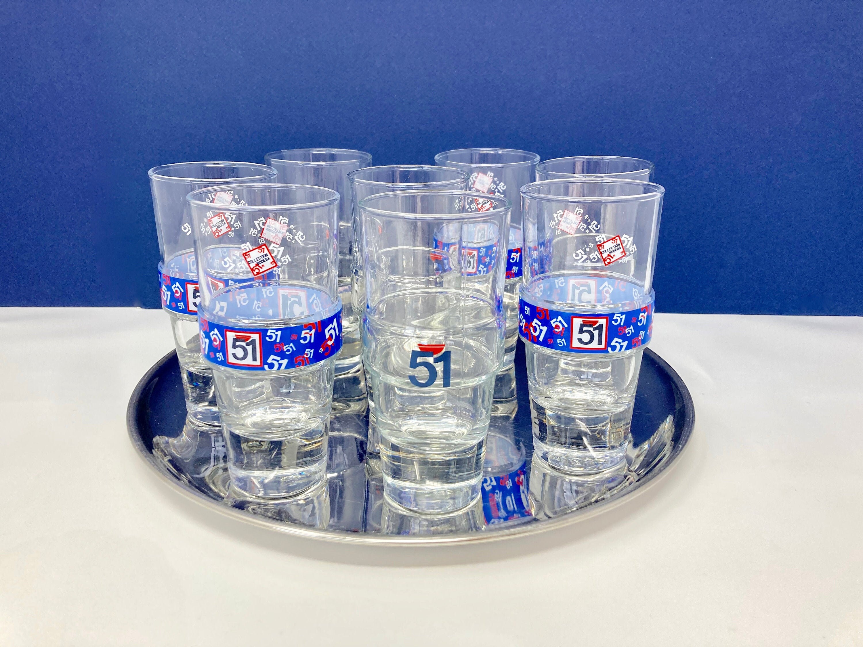 Ensemble de 8 Verres Français Bistro Glasses Pastis 51