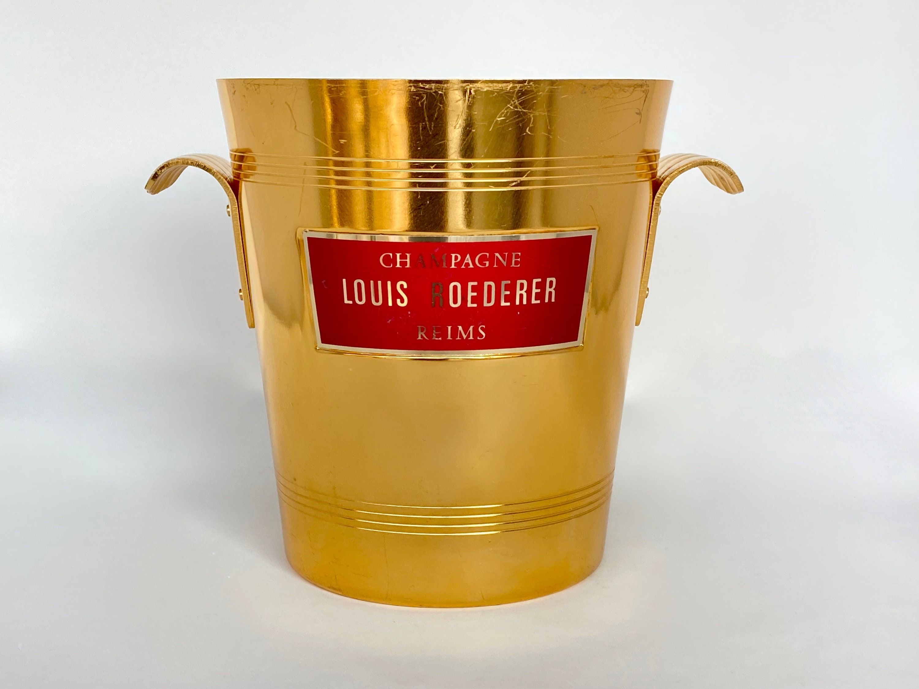 Seau à Champagne Français Millésimé Par Louise Roederer, Métal de Couleur Or