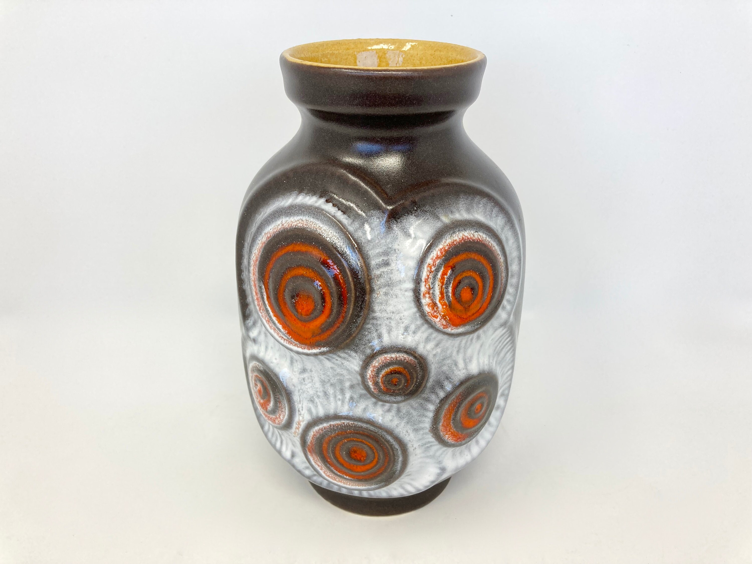 Vase en Poterie Allemande Vintage Par Bay Keramik Modèle 34 20, Poterie d'art Ouest-Allemande Des An
