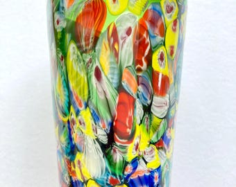 ヴィンテージ ムラーノ ミルフィオリ ガラス 花瓶：イタリアのアート