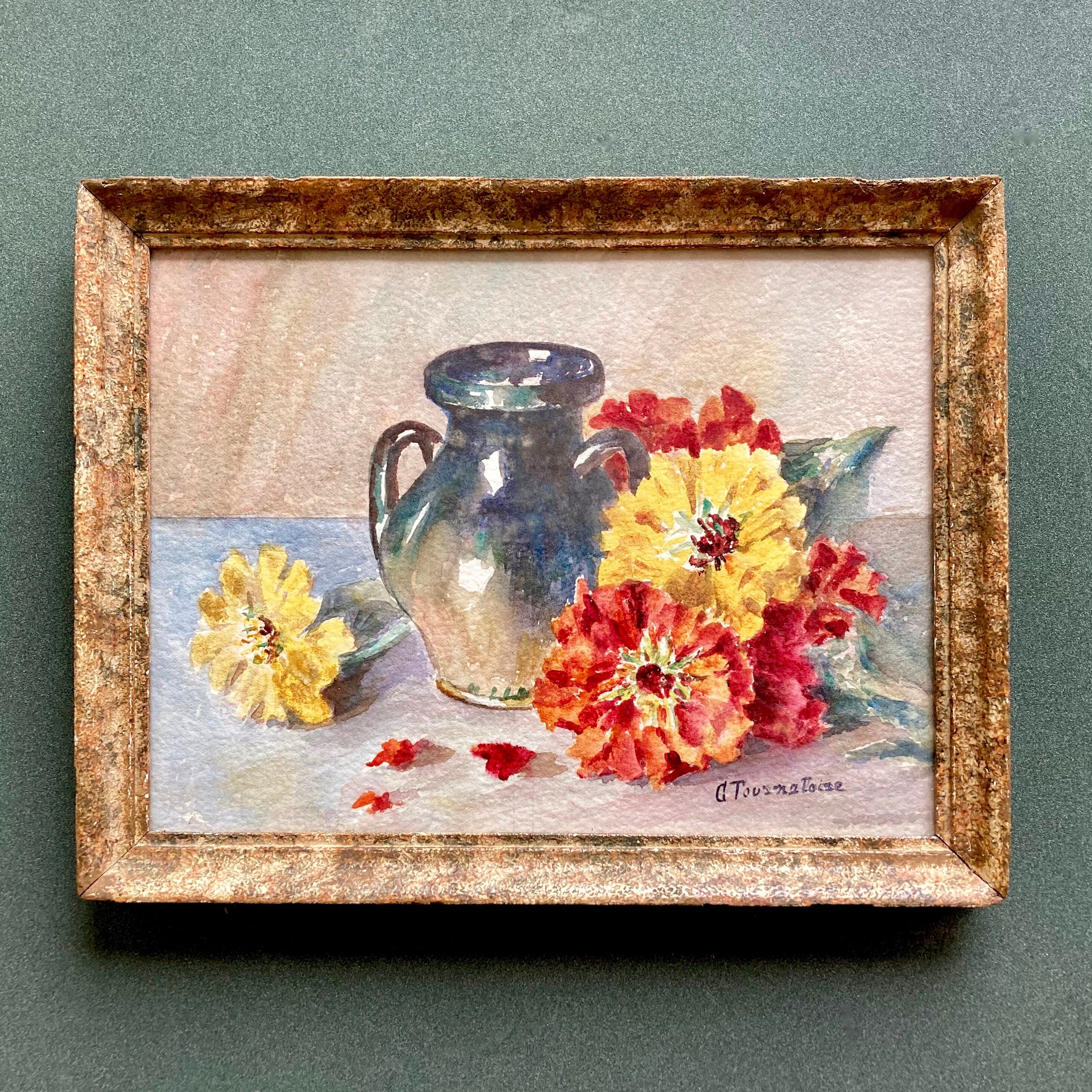 Vintage French Original Watercolor Painting: 1930s Signed and