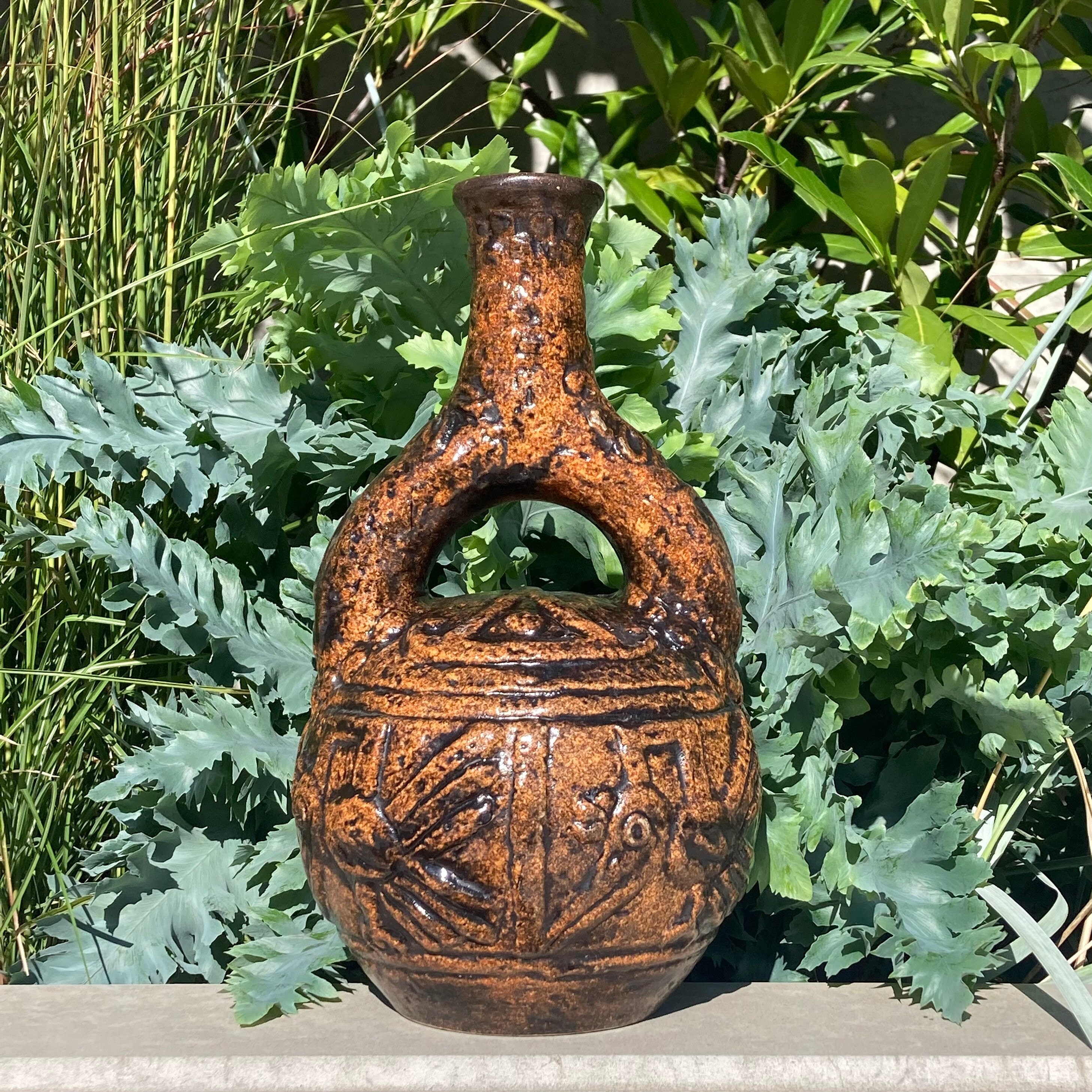 Jasbaによるヴィンテージドイツ製陶器の花瓶：1970年代のマヤティキ 