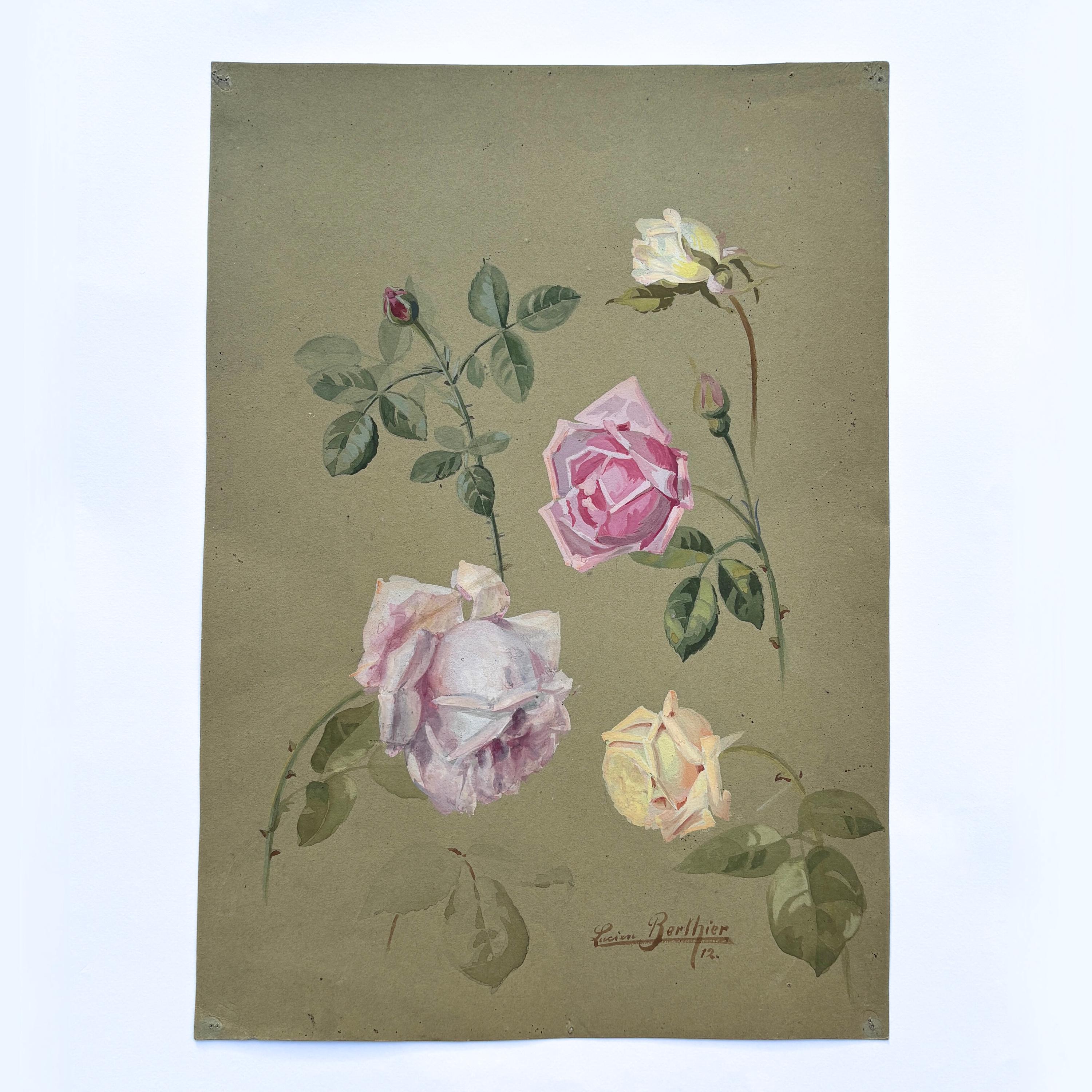 水彩画　パリ　フランス　オールドローズ 絵画 フランス 風景画(街並み) パリ 凱旋門 インテリアアート額付き 絵画