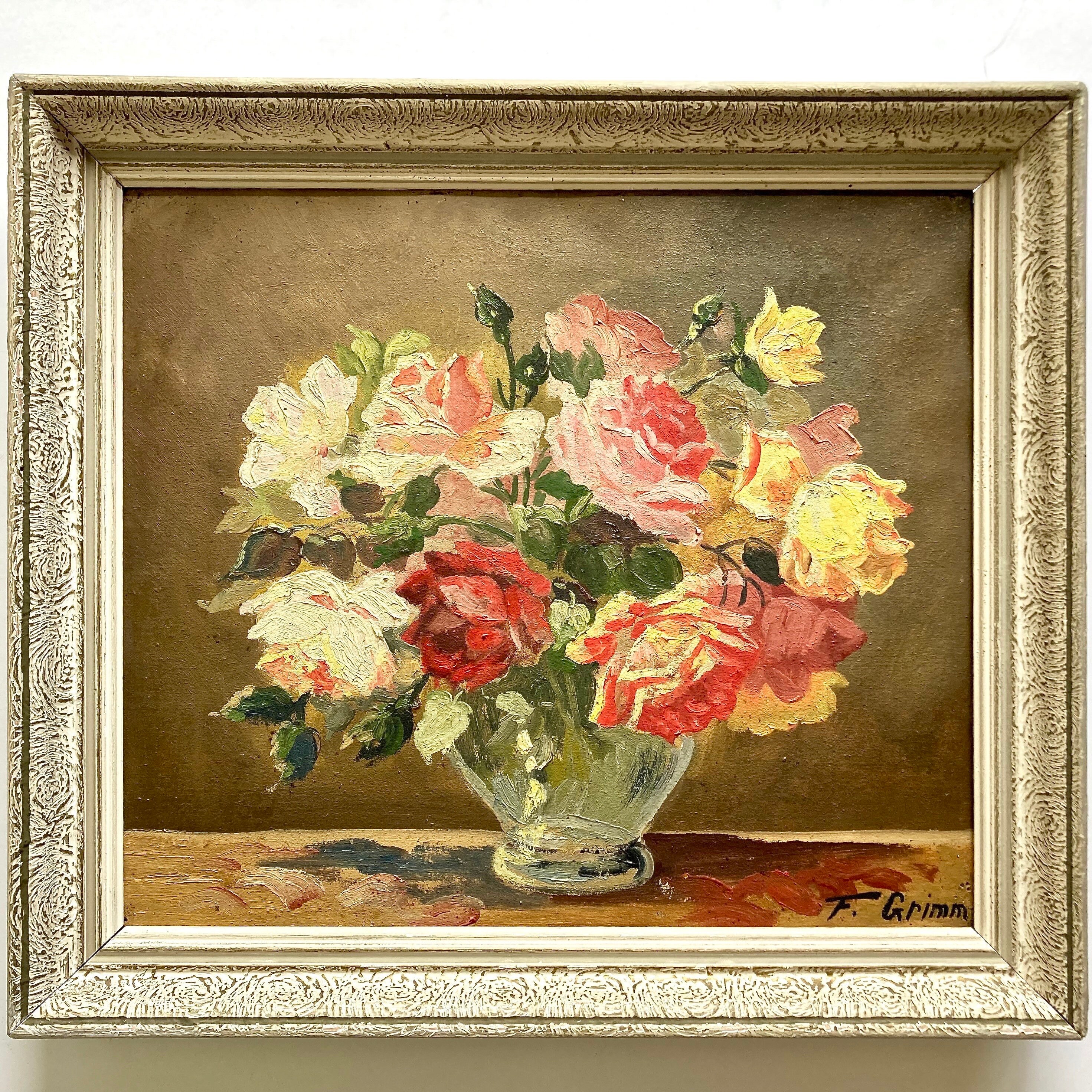 Vintage French Original Oil Painting on Stretched Canvas