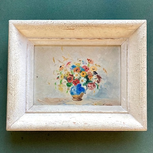 ヴィンテージ アルザス風景油絵、サイン入り フランス美術、1947年 額
