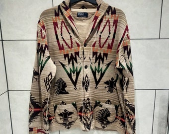 Vintage Polo Ralph Lauren Navajo Aztec Style  Cardigan Sweater Knitwear