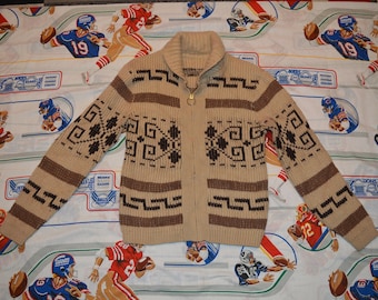 Maglione cardigan in lana con cerniera Westerly Pendleton Lebowski di alta qualità vintage anni '70