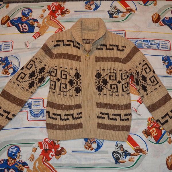 Vintage 70s High Grade Pendleton  Lebowski Westerly Zip up Wool Cardigan Sweater Jumper