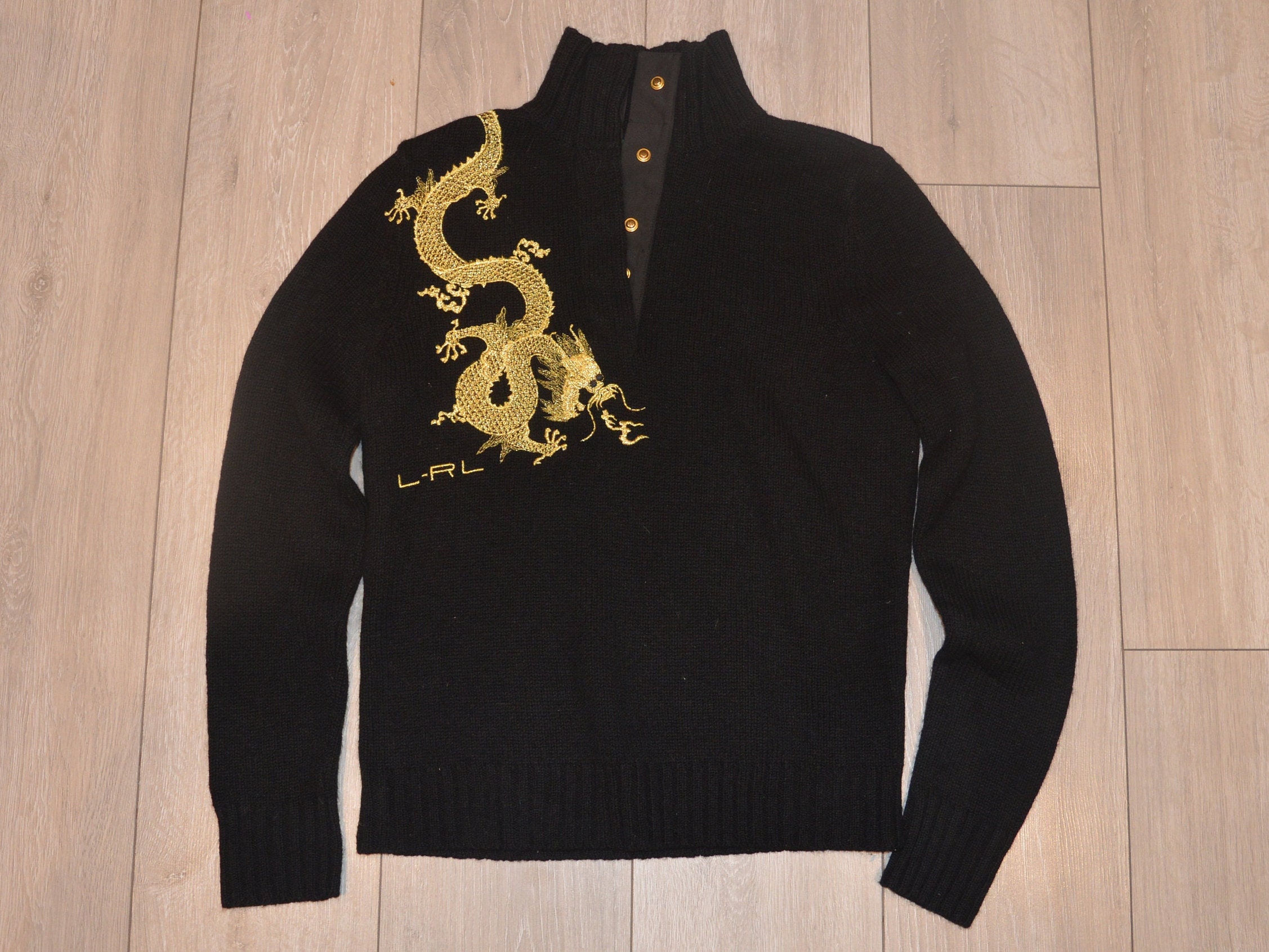 Vintage Lauren Ralph Lauren Dragon Chinese Women Sweater Knitwear