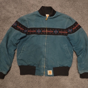 Vintage 90s Carhartt Aztec Strip Western Style Jacket Etsy Australia