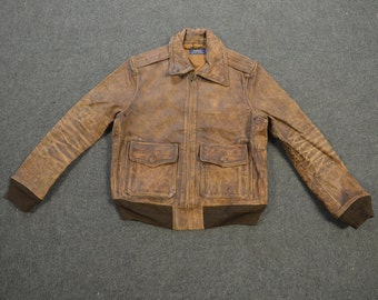 Vintage Polo Ralph Lauren Distressed Leder Bomber DamenJacke