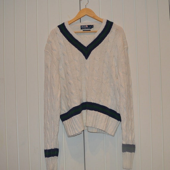 Vintage Polo Sports Ralph Lauren Men's V Neck Cable Knit - Etsy Sweden