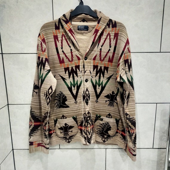 Vintage Polo Ralph Lauren Navajo Aztec Style Cardigan Sweater | Etsy