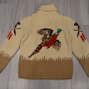 Hand knitted Canadian Caribou themed Cowichan Cardigan 44”chest