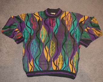 Vintage 90s Coogi Australia Crewneck 3D Multicolor Knitwear Jumper