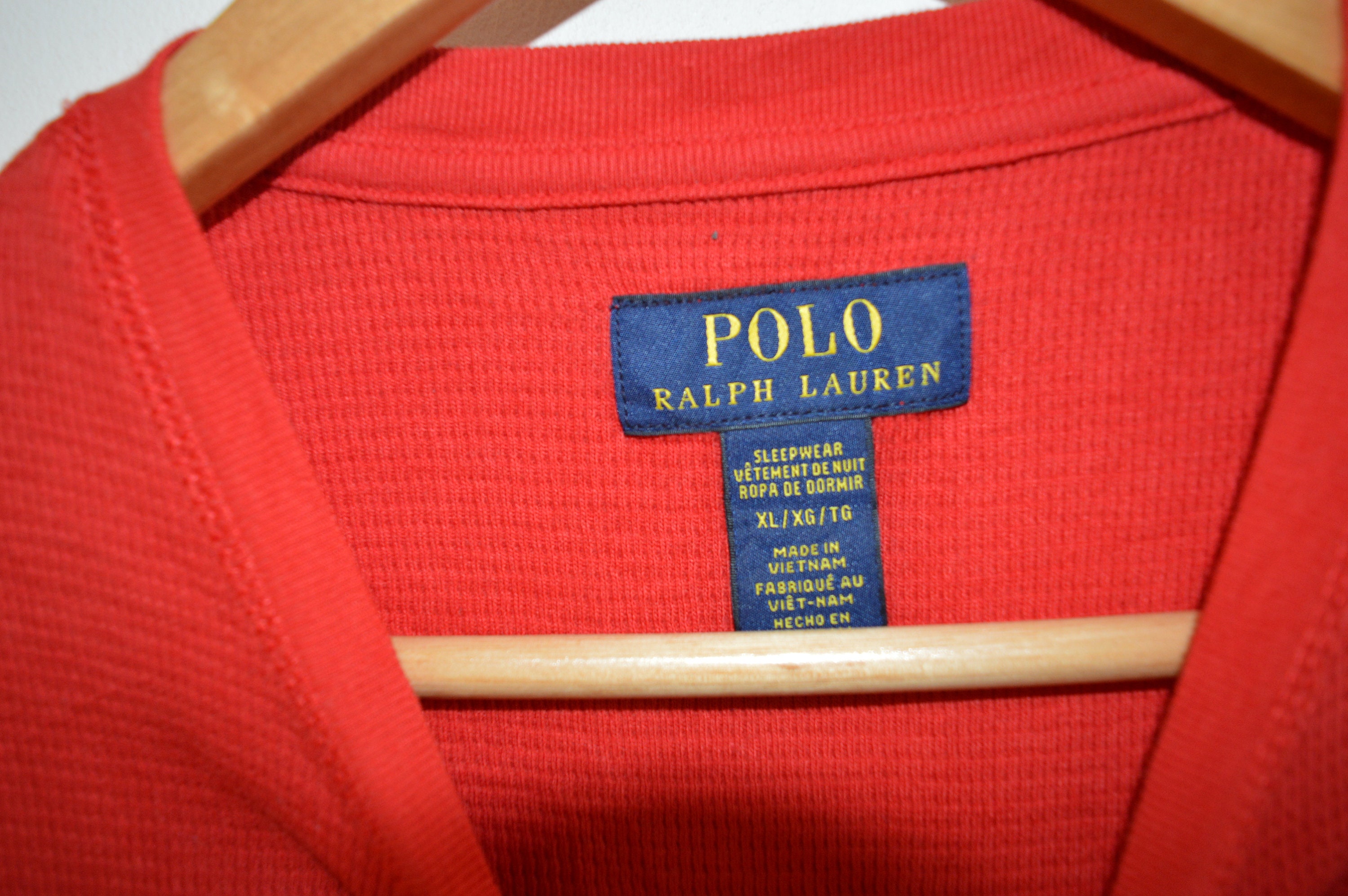 Vintage Polo Ralph Lauren Polo Bear Thermal Sleepwear Shirts Men
