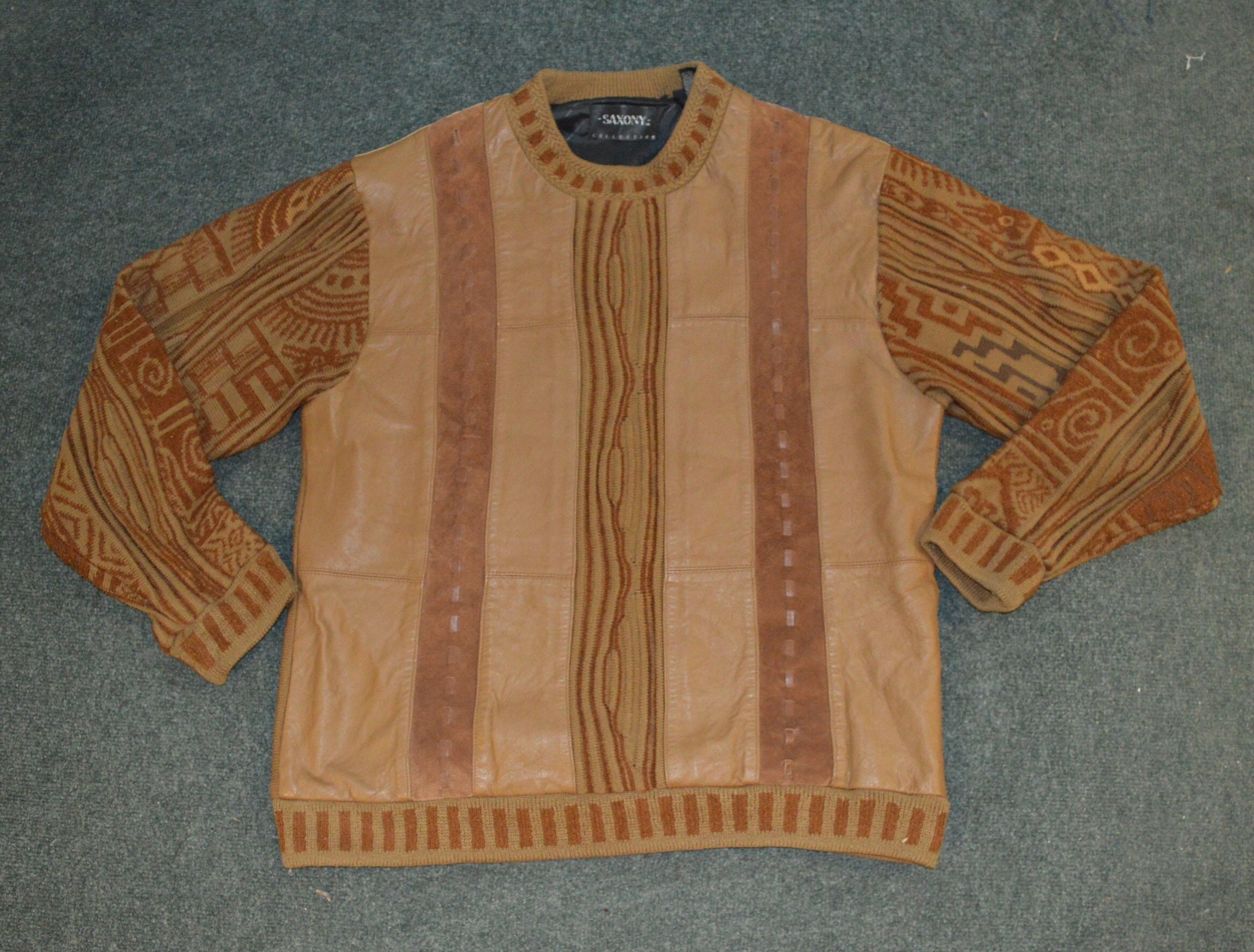 Mens Leather Sweater - Etsy UK