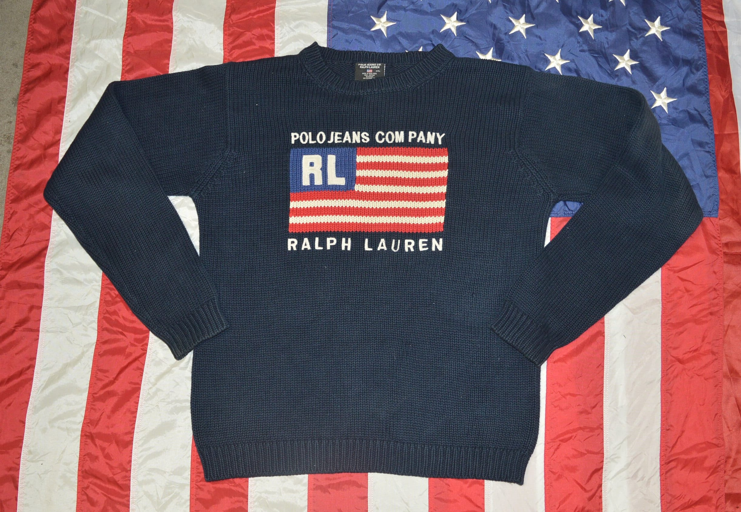 Vintage Polo Ralph Lauren Polo Jeans Co USA Flag Crew Neck - Etsy Sweden