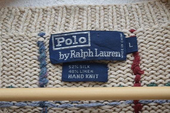 Vintage Polo Ralph Lauren Men's V Neck Cable knit… - image 3