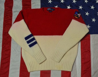 Vintage 90s Polo Ralph Lauren Suicide Ski Down Wool men Knitwear Sweater Jumper Size L