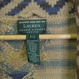 Vintage Lauren Ralph Lauren Hand-knit Navajo wool-alpaca ranch Women cardigan Knitwear without Belt image 6