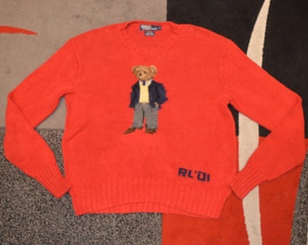 Vintage Polo Ralph Lauren Polo  Executive Bear RL 01 Crewneck Handmade Jumper Knitwear