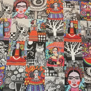 Mexico Fabric by the yards | Mexico Girls | Decorative Furniture Upholstery Fabric | Polyester Print | Drapery Sofa Pillow  140cm wide 55&#39;&#39;