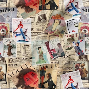 2 Old Fashion Old Magazine  Fabric By the Yard | Furniture Drapery Pillow Fabric | Sewing Fabric | | Textile Product  Fabric | Upholstery