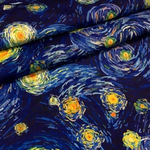 Tela de Van Gogh / Tela de noche estrellada / Tela de poliéster / Tela de costura / Tela de tapicería / Tela de acolchado / Metro