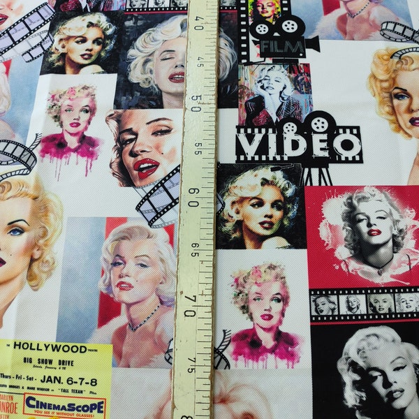 Tissu Hollywood Stars par mètre | Tissu Marilyn Monroe PES | Décoration d'intérieur | Meubles Rembourrage Draperie Canapé Coussin Sac Art Décor